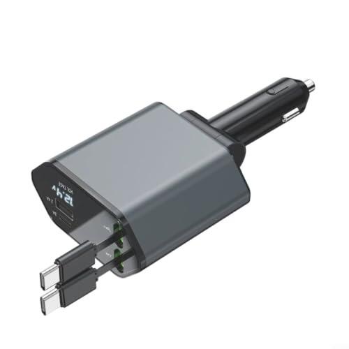 Energía y control en ruta: Análisis del cargador de coche de 120 W con cable retráctil