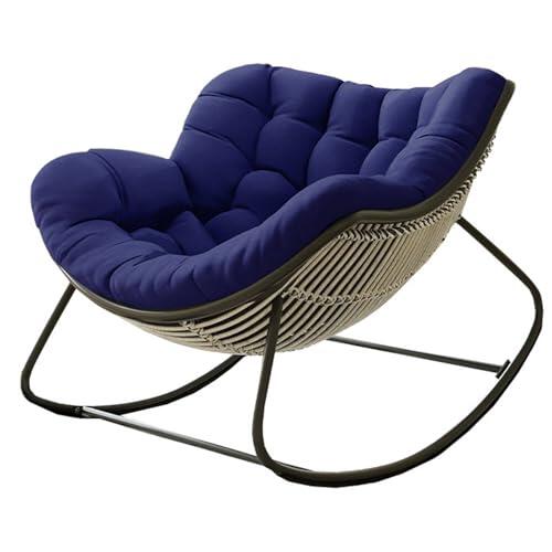 Mecedora para adultos de 4 x 39.4 x 47.2 pulgadas, relleno de algodón suave, color azul marino, repuesto para patio y sillas de huevo, agradable a la piel, comodidad