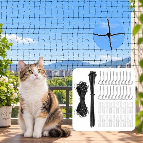 Red Ventanas Gatos Terraza Seguridad - 4×3M, Negro, Protectora Robusta | Protección Robusta, Para Mascotas, Uso en Ventanas, Uso en Terrazas, Color Negro