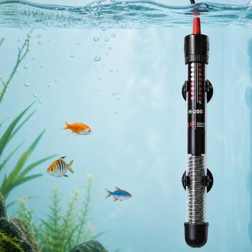 Calentador de Acuario de 100 W (para 40-120 L) con termostato | ajustable Calentador regulable con ventosas y termostato (rango de 20-34 °C) para acuarios; fabricado en vidrio de cuarzo