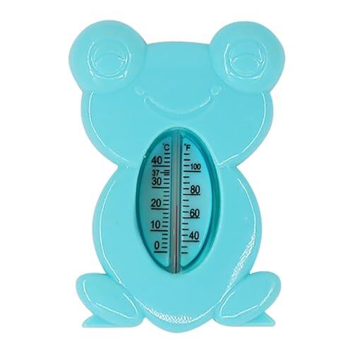 Termómetro de baño para bebé, diseño de rana, bonito termómetro de baño seguro para niños, temperatura óptima para la bañera, sin mercurio, rango de medición alto, escala clara, color azul