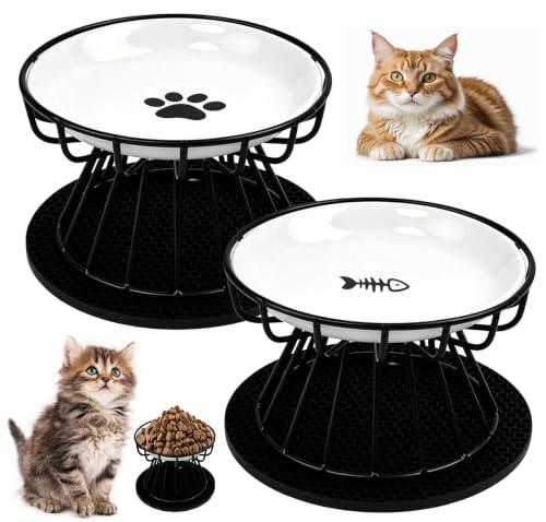 2 comedero Gato Elevado 2,6 x 15 cm con Soporte metálico y Almohadilla