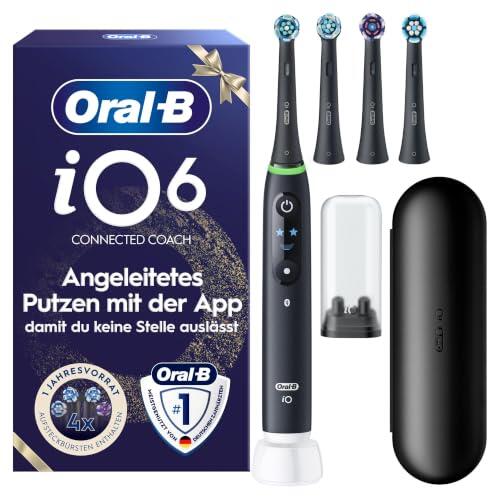 Oral-B - Cepillo de dientes eléctrico iO 6, 4 cepillos de repuesto, color | 5 modos de cepillado, incluyendo Blancura y cuidado de las encías, sensor de presión, batería recargable, funda