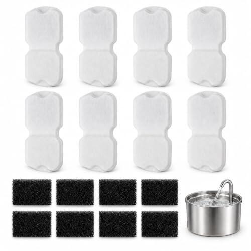 16PCS Filtros para Fuente de Gatos, Recambio Filtro Fuente Agua Gatos | Filtro de Repuesto, para Ayudar a Reducir Pelo e Impurezas, Mantener el Agua Más Fresca y Agradable