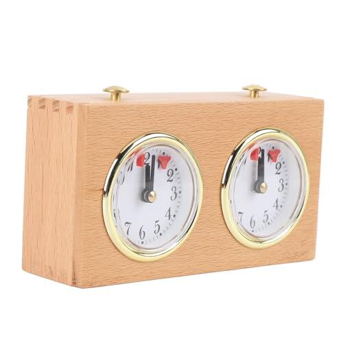 Ejoyous Reloj de Ajedrez Analógico de Madera, Cuerda Mecánica | Temporizador retro de madera de pino, reloj para juegos de torneo, funcionamiento sin batería, mecanismo de relojería