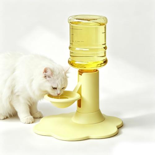JOSTIVE Dispensador de agua para gatos, altura ajustable, fuente automática de gravedad con botella de agua de 650 ml, fácil de limpiar para gatos, perros pequeños y animales pequeños