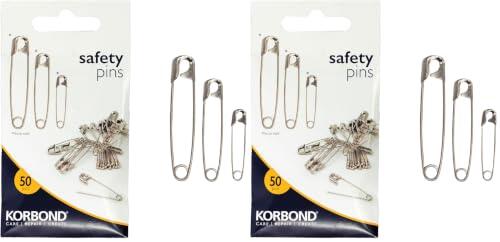 KORBOND - Paquete de 100 Pines de Seguridad, níquel, el Embalaje Puede Variar