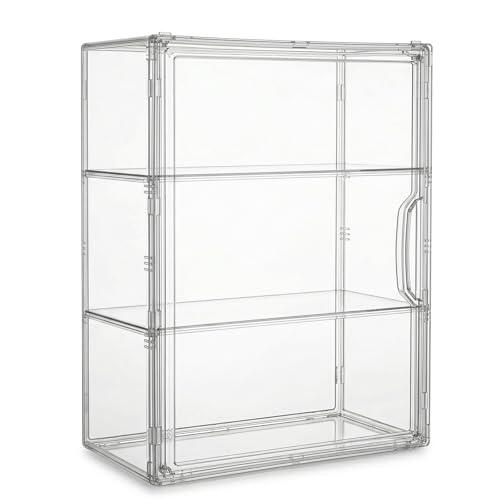Godneei Vitrina Expositora Acrílico para Colecciones de 3 Niveles con Puerta Magnética