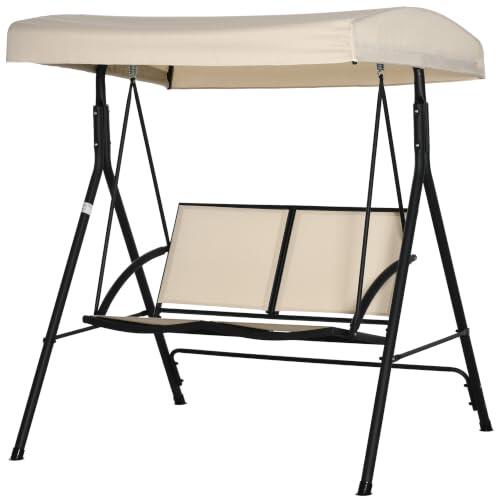 Outsunny Columpio de Jardín Exterior de 2 Plazas 140x118x162 cm Beige