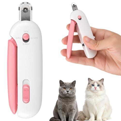 Sorcristy Tijeras de uñas para gatos con 3 tamaños de corte y lima de uñas | Cortador de garras para gatos, agujero ajustable, cortaúñas de acero inoxidable, tijeras de uñas seguras para gatitos adultos