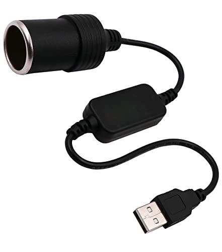 BENBIYO Cable convertidor USB A Macho a 12 V para Encendedor de Cigarrillos Hembra (8 W máx.)