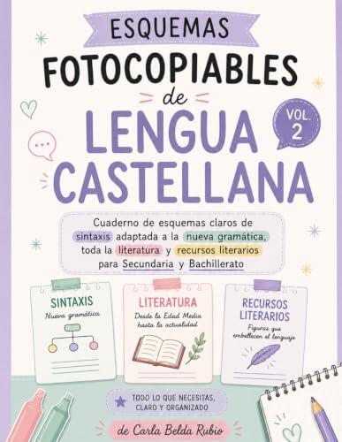 Esquemas fotocopiables de Lengua Castellana II: Cuaderno de esquemas claros de gramática, sintaxis y literatura para Primaria y Secundaria