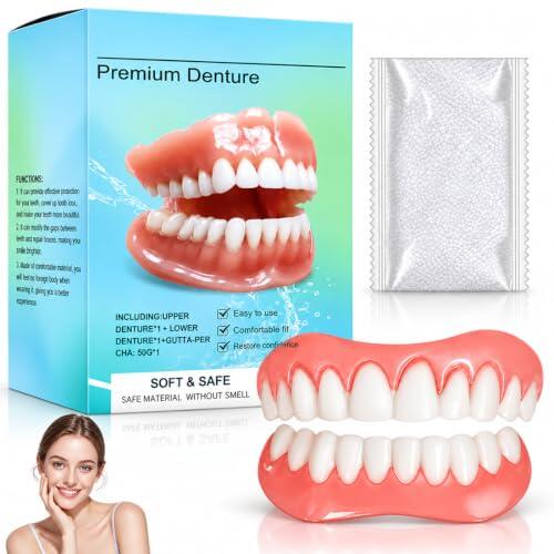 LAKVIL 1 set dentadura postiza completa para adultos, aspecto natural, suave y reutilizable