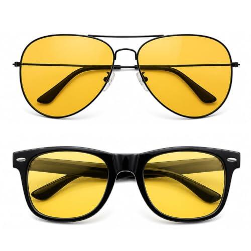 2 gafas de conducción de visión nocturna para conducir, para hombre y mujer | Gafas de conducción polarizadas para astigmatismo, gafas de conducción nocturna, adecuadas para hombre y mujer