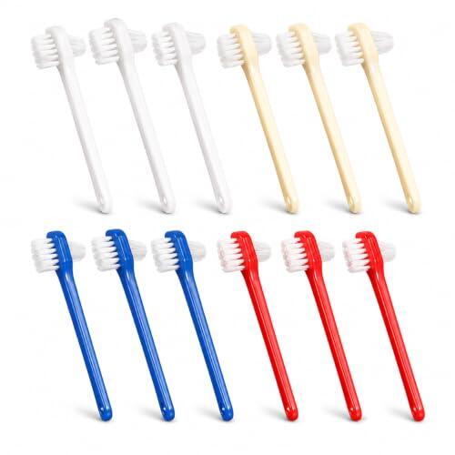XFSRG 12 Piezas Cepillo para Dentaduras Postizas Doble Cara Limpiador | Prótesis Dental Cepillo Prótesis y Férulas Limpieza Profunda para Dentaduras Removibles y Retenedores