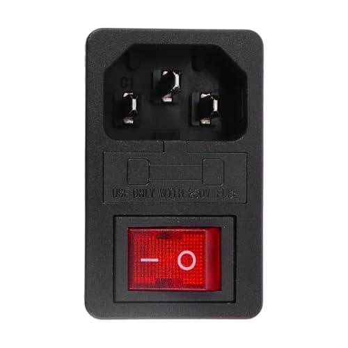 TOYANDONA Entrada de Energía de Corriente CA de 3 Pines, Enchufe con Interruptor y Luz, 10A 250V, Nylon y Cobre, para Equipos Industriales Automatizados
