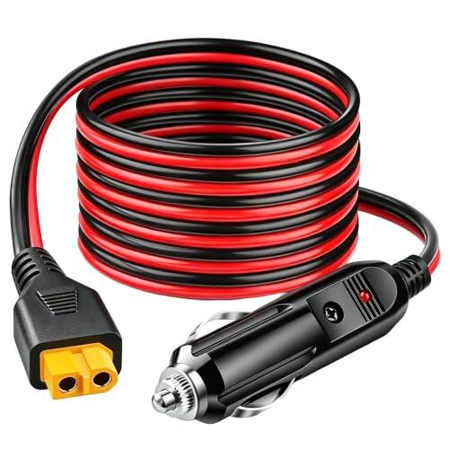 3M Cable de Extensión XT60 a Mechero Cargador de Coche para Ecoflow | Adaptador de Mechero a XT60 para EcoFlow Power Station Delta Pro River 2, BLUETTI Elite 200 100 V2 EB55, Anker SOLIX C100
