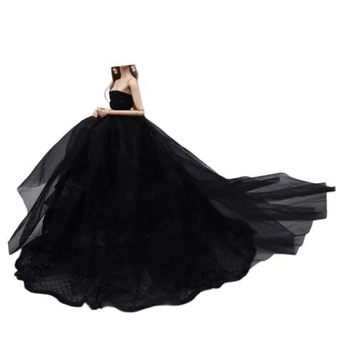 yanwuwa Vestido de novia para muñecas de 30 cm, vestido formal de encaje a | Vestido formal con cola larga para estilo de exhibición, disfraz de tren de encaje para exhibición de coleccionista