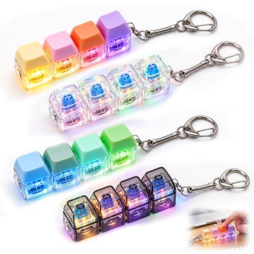 2 Piezas Teclado Fidget Toys, Teclado Fidget Clicker Juguetes Antiestres de 4 Colores Teclado Fidget Toy Llavero Antiestrés para Adultos Aliviar el EstréS Pass Tiempo