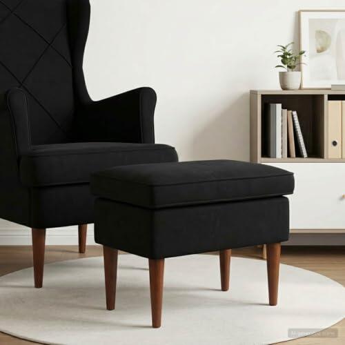 Genérico Reposapiés Negro 55 x 35 x 41 cm Terciopelo,Mobiliario,Sillas,Taburetes y sillas Plegables,4.4 kg-42029999