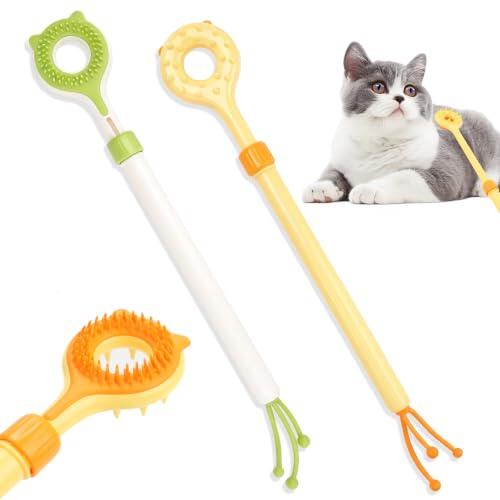 Juguete para gatos 3 en 1, cepillo telescópico para gatos con cuidado y empleo, vara de juego para gatos