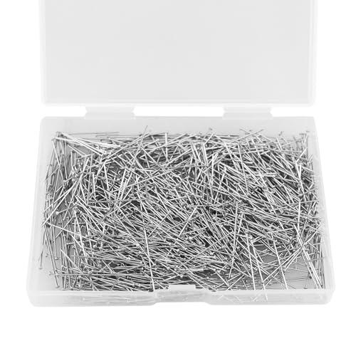 1000 Agujas Coser sin Cabeza, alfileres Costura Profesional, Agujas de Coser Cortas, 26 mm, Acero Inoxidable, Agujas de satén Plateadas en Caja para Manualidades, creación de Joyas, Ramos de Flores