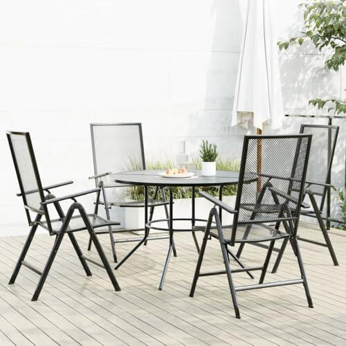 Genérico Set de sillas jardín reclinables 5 Piezas Acero Antracita,Mobiliario,Muebles de jardín,Conjuntos de jardín,110 x 72.5 cm-3283762