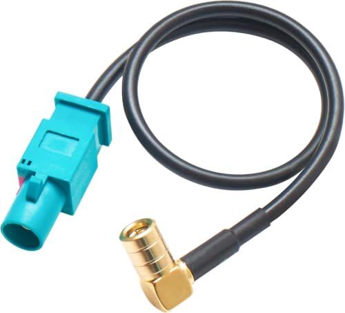 Cable Adaptador de antena SMB Fakra 20 cm, Cable de Antena Fakra a SMB Coaxial RG174 50 Ohm con Conector Acodado, Adaptador RF para Radio Coche DAB GPS Navegación Autoradio y Unidad Principal Android