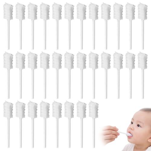 HABVPU 30 Piezas Limpiador de Lengua Bebe, Gasas para Bebes y Recién Nacidos, Cepillo Dientes Bebe de Gasa Suave, Hisopos Bucales Desechables para Higiene Bucal y Limpieza de Encías