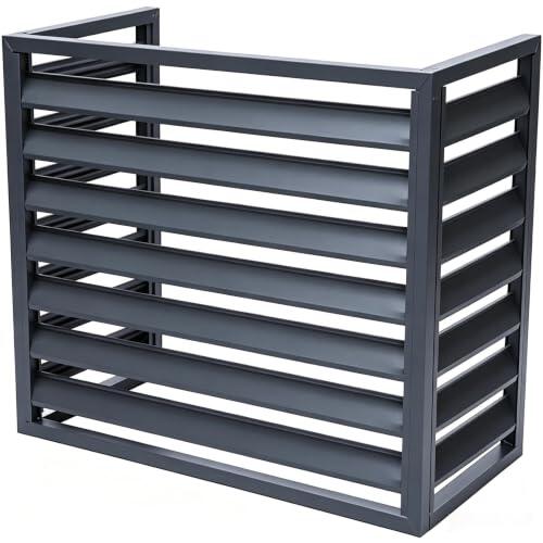 Genérico Cubre Aire Acondicionado Exterior, Resistente A La Intemperie. | Cubierta Exterior De Aleación De Aluminio De Rejilla Duradero Y Resistente A La Intemperie.(Black-C,110 x 60 x 80 cm)