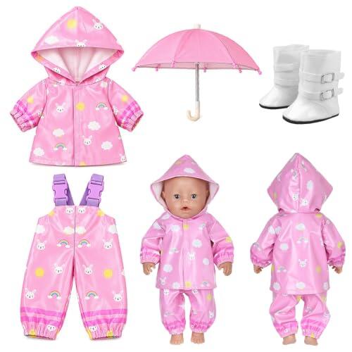 4 piezas Ropa de muñeca para muñecas de 14 a 18 pulgadas, ropa para muñecas | Juego de chubasquero para muñecas con chubasquero y pantalones de lluvia para Disfraz Casual