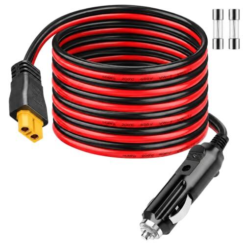 Encendedor de Cigarrillos a XT60 a Mechero 3M 12V 24V CC para ECOFLOW 16AWG | Cable de carga de Coche para DELTA Delta 3 2 Max Bluetti EB55 Anker 757 767 SOLIX C200 C300 C1000 Generador Solar XT60 Plug