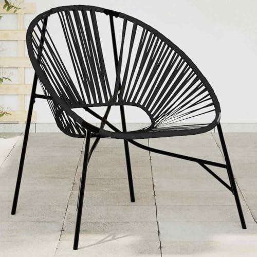 HEFZGDB Silla de jardín de ratán PE con marco de acero, resistente a la intemperie, muebles de exterior para terraza y balcón, cómoda mecedora con reposabrazos