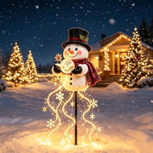 Ilumina tu jardín esta Navidad con la magia de la fuente de los muñecos de nieve
