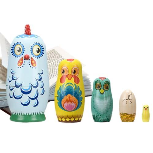 Tradición y Diversión en Miniatura: Matrioskas Rusas con Diseño de Gallina