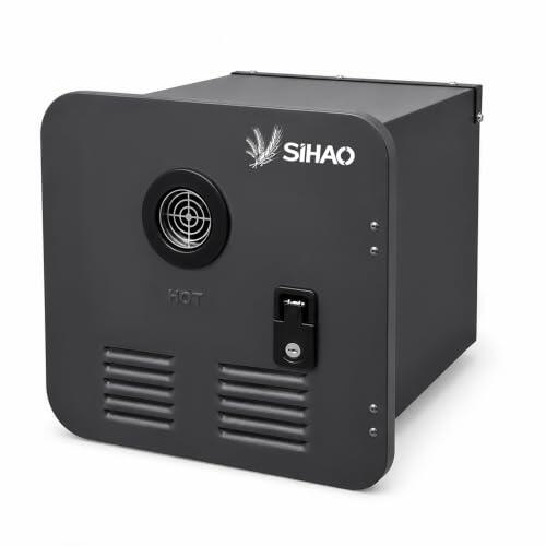 Calentador de agua para autocaravana, 61000 BTU RV, 12 V CC, 13 x 13 pulgadas, con control digital y juego de ducha, sistema de agua caliente para caravanas, campistas y autocaravanas (negro)