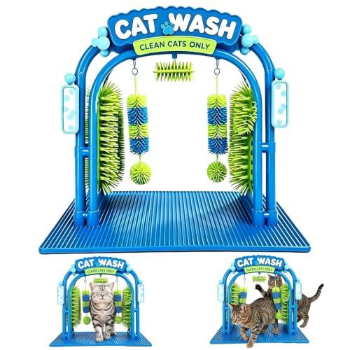 Estación de aseo for lavado de gatos, rascador for lavado de coches | Los cepillos suaves ayudan a los gatos a disfrutar del masaje, quitar el pelo suelto y mantenerse entretenidos