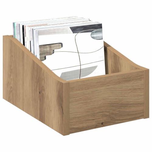 Soluciones de almacenamiento para vinilos: análisis de las cajas vidaXL en madera de roble artesanal