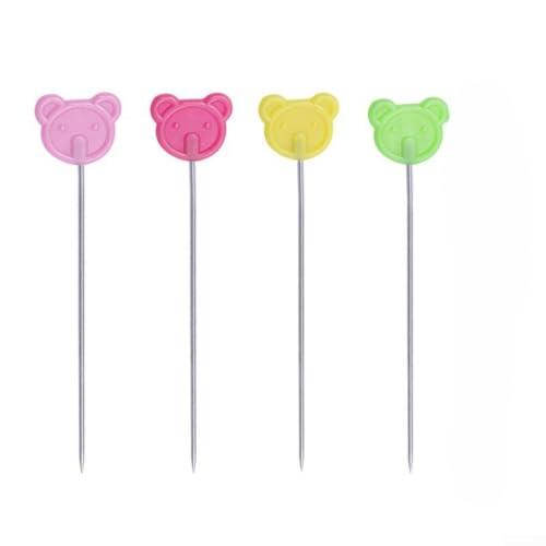 50 pines de coser con cabeza de oso con tapas de plástico multicolor,