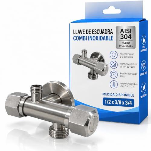 Llave Escuadra Combi FLUVIA de Acero Inoxidable: Características y Especificaciones Técnicas