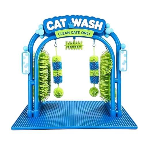 Limpiador de pelo para gatos con estación de baño y lavado para el cuidado | Cepillo para gatos para interior y hogar para atrapar el pelo de gatito