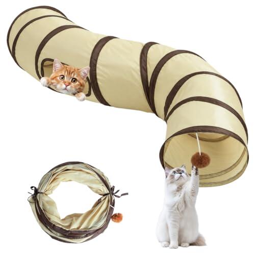 Túnel para gatos en forma de S, plegable, 123 x 25 cm | Para gatos, gatitos, conejos y cobayas, ideal para jugar, esconderse y explorar en casa