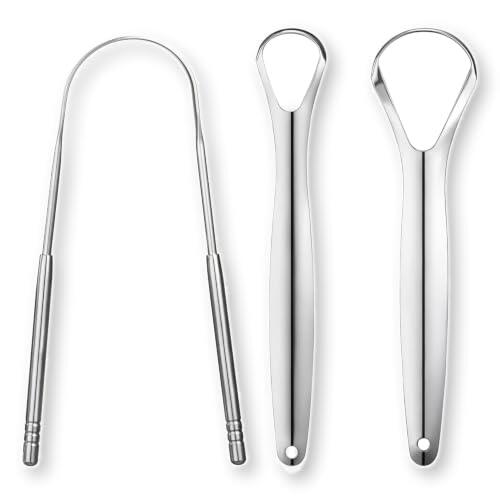 Rpanle 3 Pieces Limpiador de Lengua, Raspador de Lengua de Acero Inoxidable | Limpiador Lengua para Limpiador de Cuidado Oral