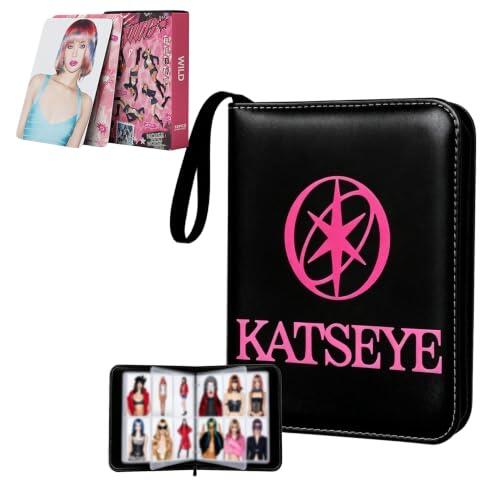 Kat-seye Photocards Binder con 55Pcs Lomo Tarjetas B | Tarjeta portátil Ablum 4 bolsillo cabe 400 tarjetas con 50 mangas extraíbles para regalo cumpleaños Kat-seye Merch