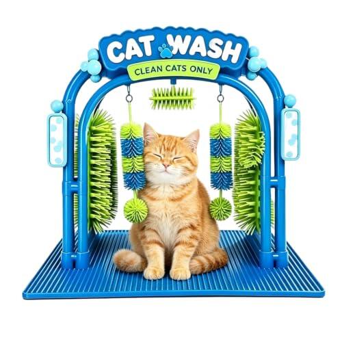 Estación de Lavado y Grooming para Gatos, Auto de Lavado para Gatos con Rascador y Juguete de Auto-Grooming 2026