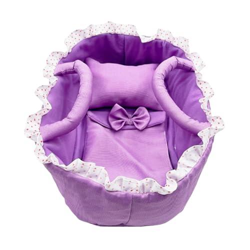 Cesta de cama para muñecas de 30 cm con almohada, PurpleA | Ropa de cama cómoda con almohada y manta adjuntas para juegos de rol y desarrollo de habilidades, decoración de la