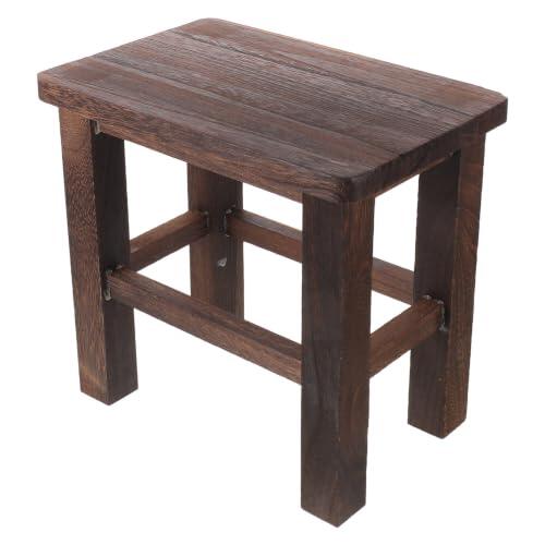 CALLARON Taburete Antiguo de Madera para Plantas de Interior, 30x28x20 CM | Acabado Rústico, Veta Natural Visible, Estructura Baja y Portátil, para Macetas, Estatuas y Bonsáis
