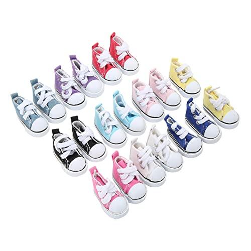 Annadue 10 Pares Zapatos de Lona para Muñecas 1/6 con Suela de Goma | Parte superior de lona flexible, suela de goma, interior antideslizante, agarre fuerte, calzado de muñeca de moda.