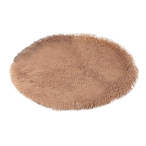 Acogedora cama para mascotas para gatos y perros – Esterilla redonda de felpa, cálida manta de invierno acogedora para dormir para mascotas pequeñas y medianas (marrón, talla única)