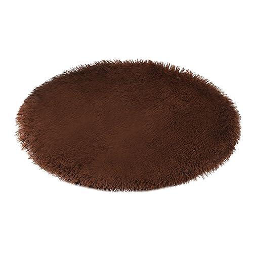 Acogedora cama para mascotas para gatos y perros – Alfombra redonda de felpa, cálida manta de invierno acogedora para dormir para mascotas pequeñas y medianas (café, talla única)